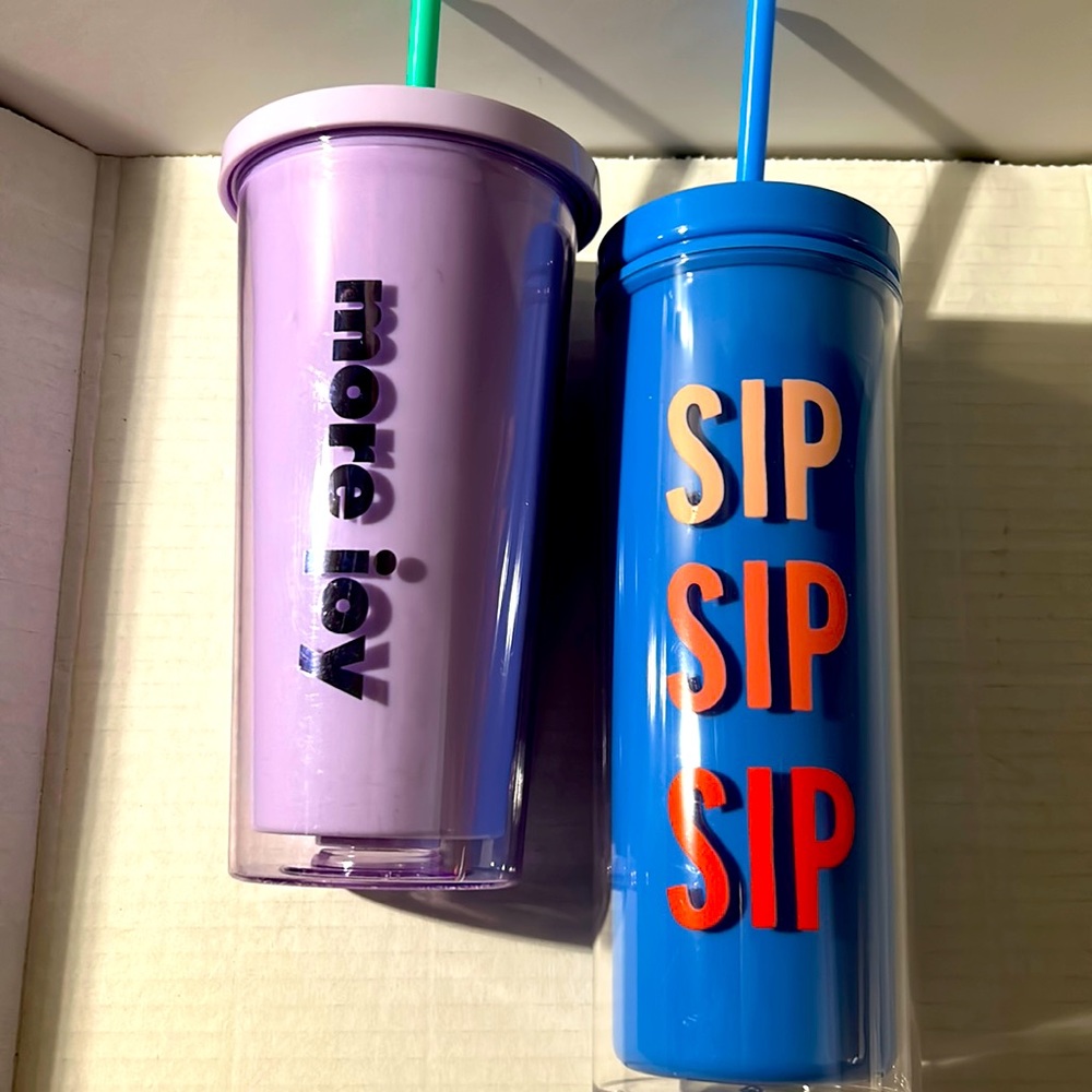 Kate Spade colorful bright set of 2 tumblers